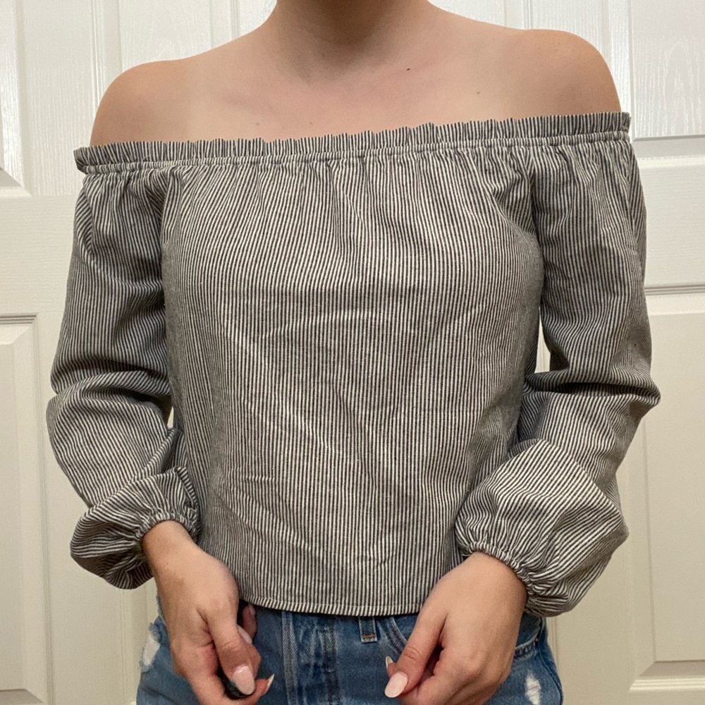 Brandy Melville striped off the shoulder blouse